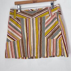 Patagonia Retro Striped Mini Skirt Women Size 10 Casual Multicolor Waist 34 -a97